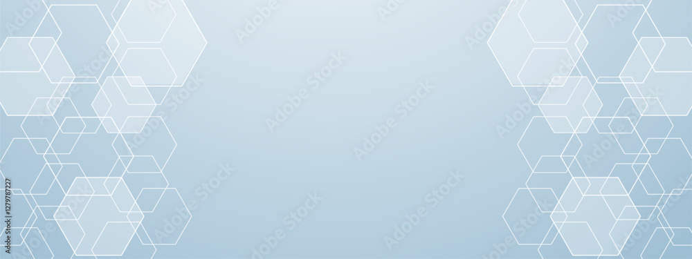 Aufkleber white blue light technology vector background with hexagon overlapping pattern