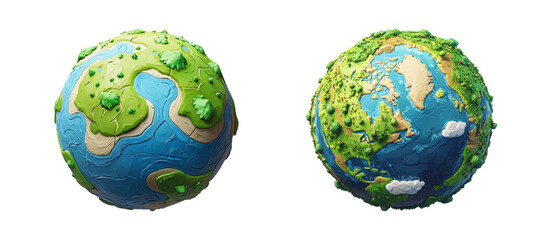 Colorful Earth Model with Transparent Background