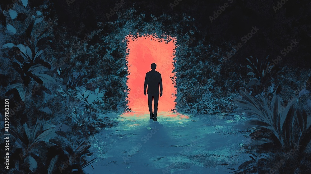 Aufkleber exploring the mystical portal enchanted forest digital art surreal environment perspective transform