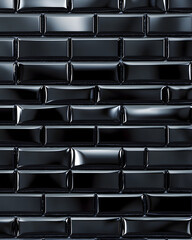 Glossy Black Rectangular Tile Wall