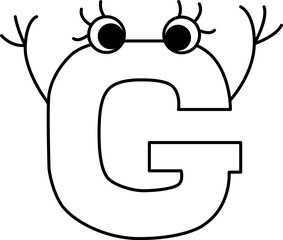 capital letter G with eyes raised hands up