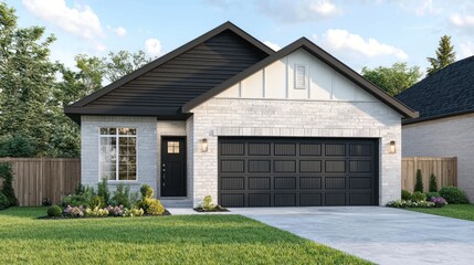Obraz premium Modern Ranch Style Home Design: Exterior View