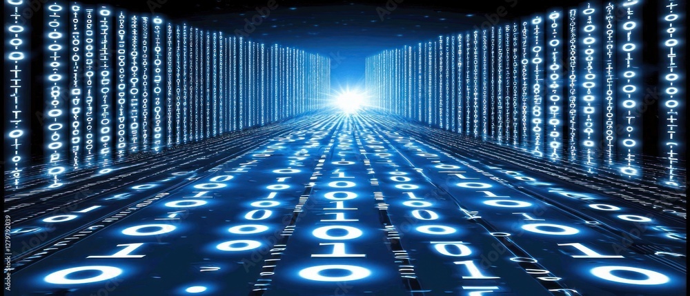 Aufkleber digital highway: a journey into the binary world