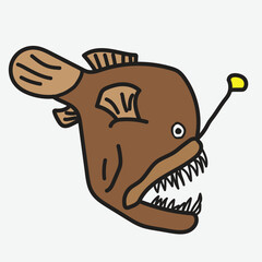 Deep Sea Anglerfish with white Background