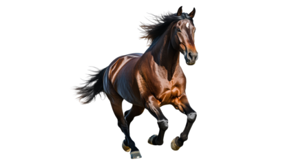 Brown horse running in open field during daylight