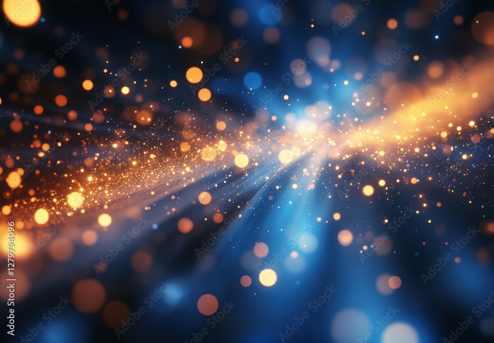 Aufkleber abstract light burst with blue and orange particles creating a stunning visual effect, perfect for b