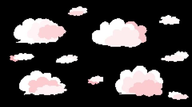 8bit retro game style cloud animation (pink)