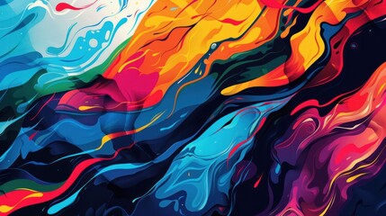 Fototapeta premium Abstract liquid paint swirls, vibrant colors, dynamic flow, background for design