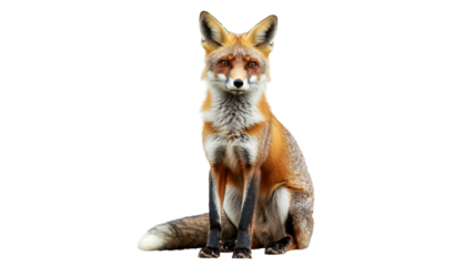 Red fox sitting gracefully in a natural pose