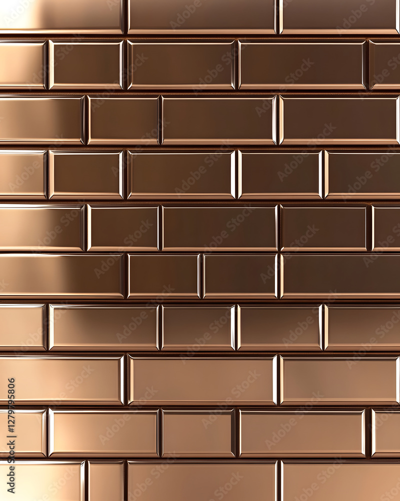 Aufkleber high-gloss bronze rectangular tile wall pattern