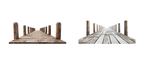 Wooden Pier with Transparent Background for Design Use