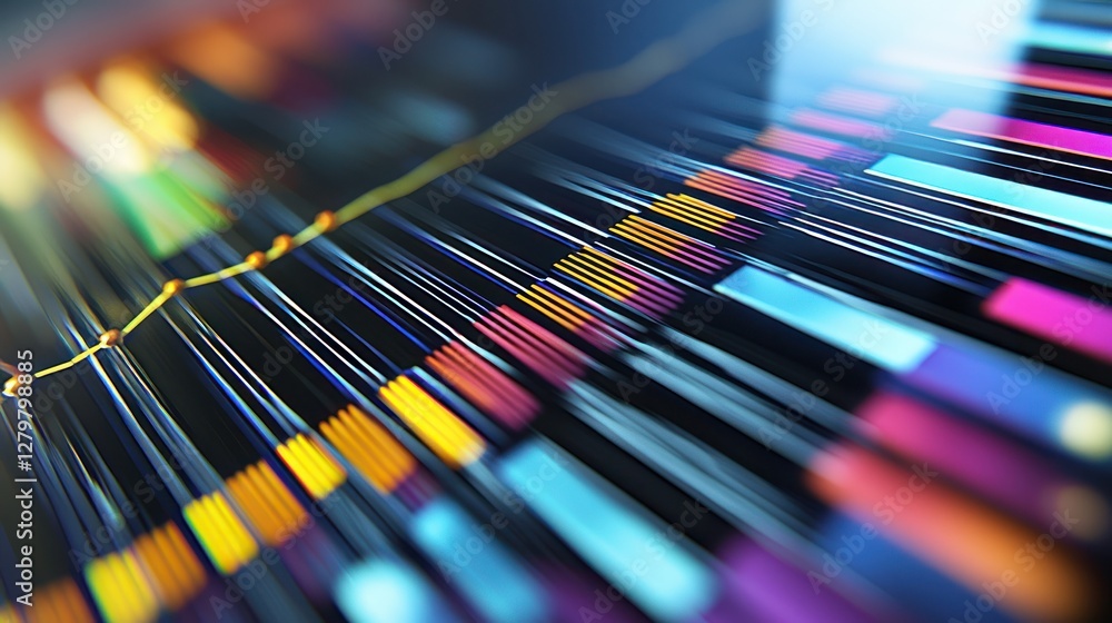 Poster abstract data visualization: colorful chart displaying growth and progress