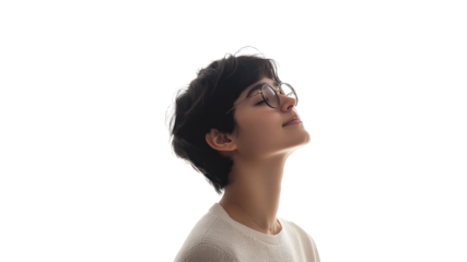 Woman relishing a calm, bright moment