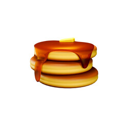 3d rendering icon illustration pancakes with honey and margarine with angle 4