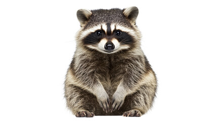 Cute raccoon sitting calmly in a neutral setting