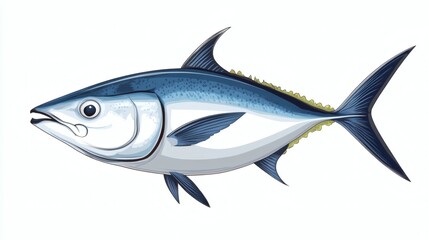 Obraz premium Vibrant Blue Fin Tuna Illustration on White Background