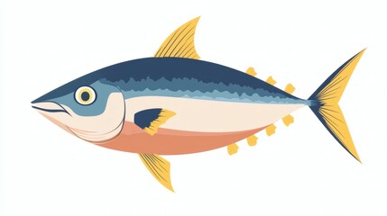 Fototapeta premium Colorful Cartoon Illustration of a Fish Swimming in a Simple Style
