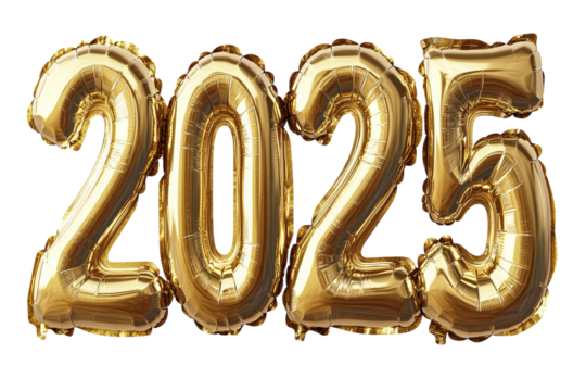 Golden balloons for New Year 2025