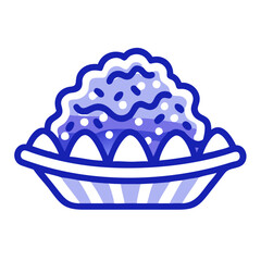 A close-up of crispy funnel cake dusted with powdered sugar