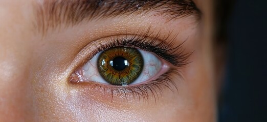 Close-up of a human eye with a hazel iris.