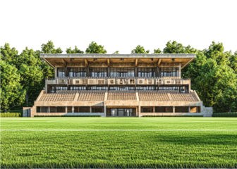 Modern Architectural Structure on Green Field
