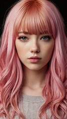 Fototapeta premium Beauty Fashion Model Girl with Colorful Dyed Hair. Girl with Perfect Makeup and Hairstyle. Model with Perfect Healthy Dyed Hair