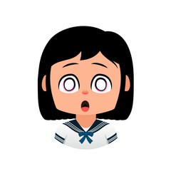 Surprised Cartoon girl, Emoji girl School, Student realizing and understanding new concept