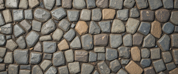 Obraz premium Top-down view of cobblestone texture