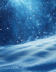 Ethereal Winter Scene with Soft Snow and Sparkling Snowflakes Against a Calm Blue Background Radiating a Serene and Tranquil Vibe of the Winter Season