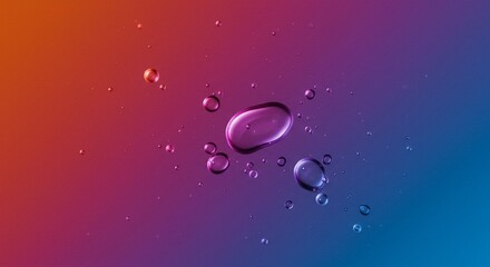 Abstract Colorful Oil Droplets on Gradient Background Liquid Bubbles Macro Photography