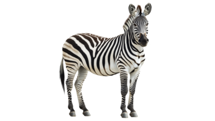 Unique zebra standing against white background
