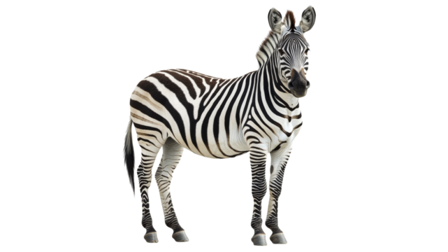 Unique zebra standing against white background