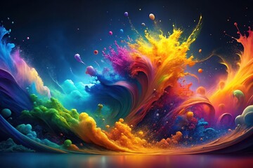 Obraz premium Abstract Vibrant Color Explosion A Surreal Landscape of Swirling Hues and Cosmic Dust