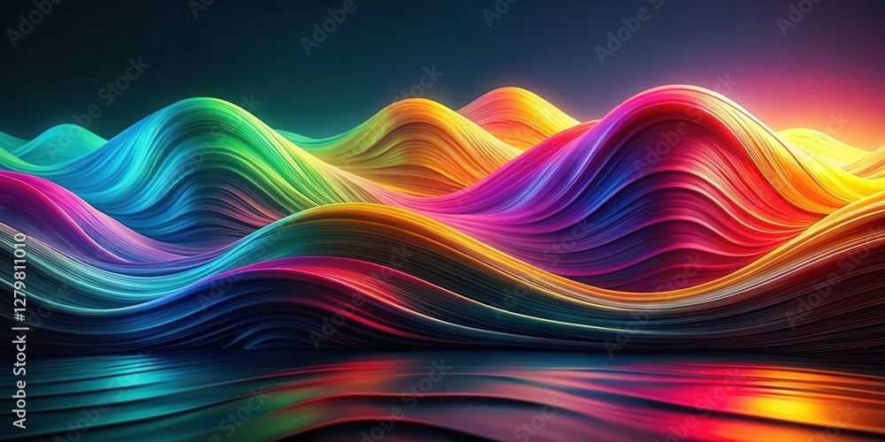 Sticker abstract colorful swirling wavescape vibrant hues and dynamic forms in a serene composition