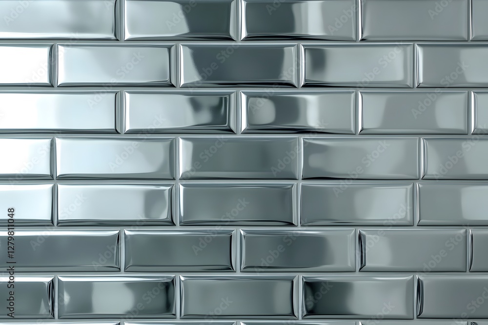 Poster metallic rectangular tiles in brick pattern