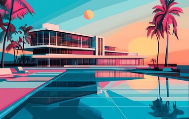 Modern villa sunset pool tropical paradise vacation