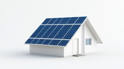 Fototapeta premium Modern Eco-Friendly House with Solar Panels on Roof for Sustainable Living and Renewable Energy Concepts