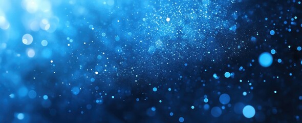 Obraz premium Glowing Blue Bokeh Background with Sparkling Particles Ideal for Abstract Art, Technology Design, and Creative Digital Projects