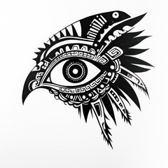 Stylized Bird Eye with Tribal Design Elements