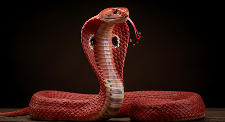 Fototapeta premium Majestic Red Cobra in Striking Pose: A Captivating Wildlife Photography