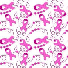 Breast cancer month seamless pink ribbon day mammogram pattern for wrapping paper and medical accessories