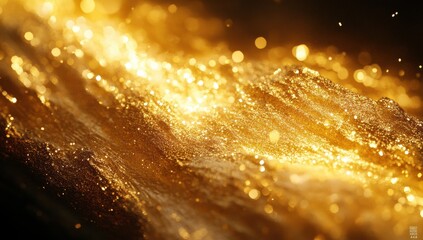 Shimmering Golden Abstract Background with Sparkling Particles Evoking a Sense of Luxury and Elegance in a Dreamlike Dreamy Atmosphere