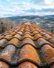 Terracotta Roof Tiles View Over Hills