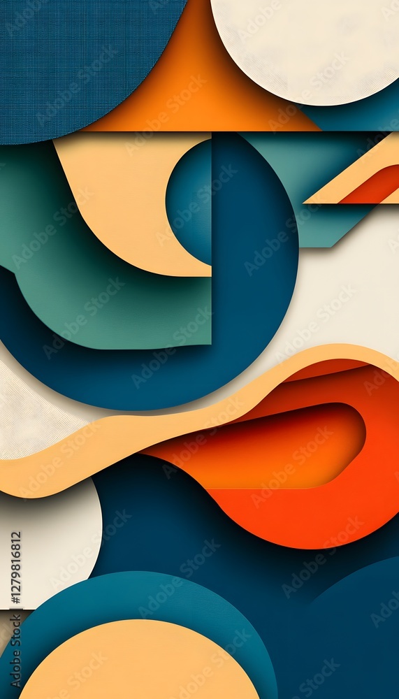 Poster colorful layered abstract shapes create a pleasing visual pattern