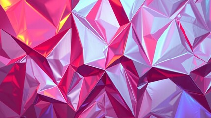 Obraz premium Vibrant Geometric Abstract Art with Crystalline Shapes and Metallic Iridescence, Perfect for Design, Decor, and Visual Creativity