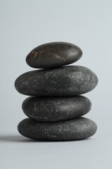 Stack of rocks on gray background. Harmony and life balance