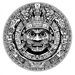 Obraz premium Intricate Aztec Mask Design Circular Ornamentation