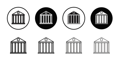 Bank icon Thin line flat illustration