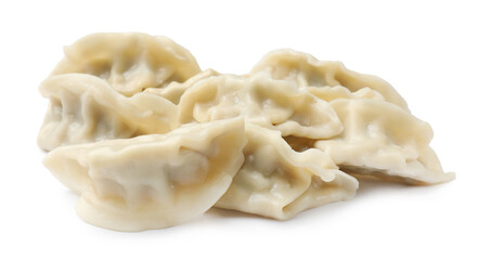 Fresh gyoza dumplings isolated on white. Chinese cuisine
