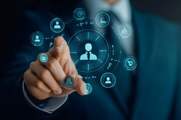 Fototapeta premium Businessperson Interacting with Hologram Interface